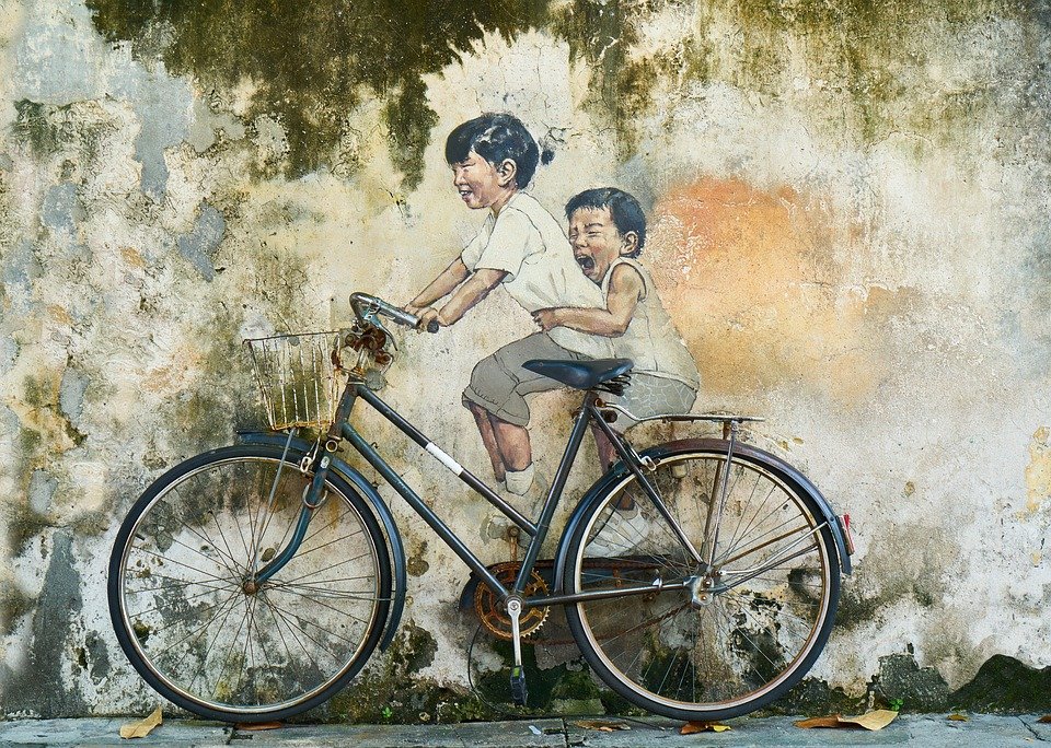 Vélo, Enfants, Graffiti, Art, Artistique, Peinture